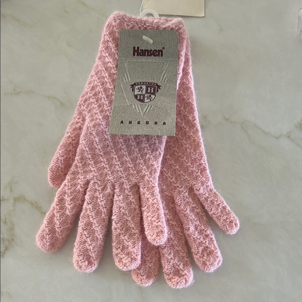 NWT Vintage Hansen Pink Angora/Wool Gloves Women’s One size fits all